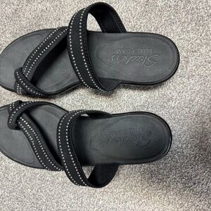 Skechers Black Sandals with Silver Accents